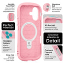 Internal view of iFace First Class MagSynq case showing hexagon pattern, air pocket, and MagSafe ring for iPhone