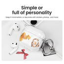Customizable clear iFace AirPods 4 case decorated with food-themed stickers and red ribbon