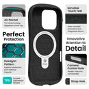 Internal view of iFace First Class MagSynq case showing hexagon pattern, air pocket, and MagSafe ring for iPhone 16 series