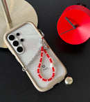 iFace Phone Charm 2way Strap_Red_WhitePearl